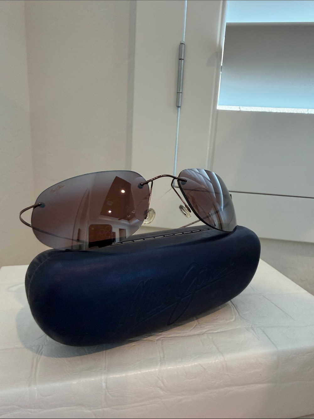 Rare Vintage Maui Jim Ka'anapali MJ 50123 Titanium Rimless Sunglasses HCL Bronze